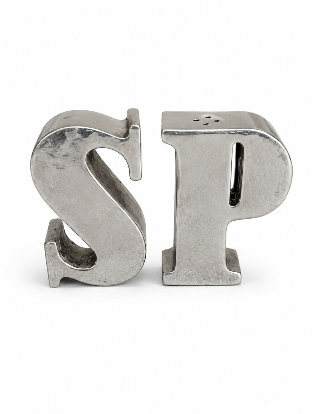 Vtg GODINGER Silver Plated Letter S and P Salt and Pepper Shakers